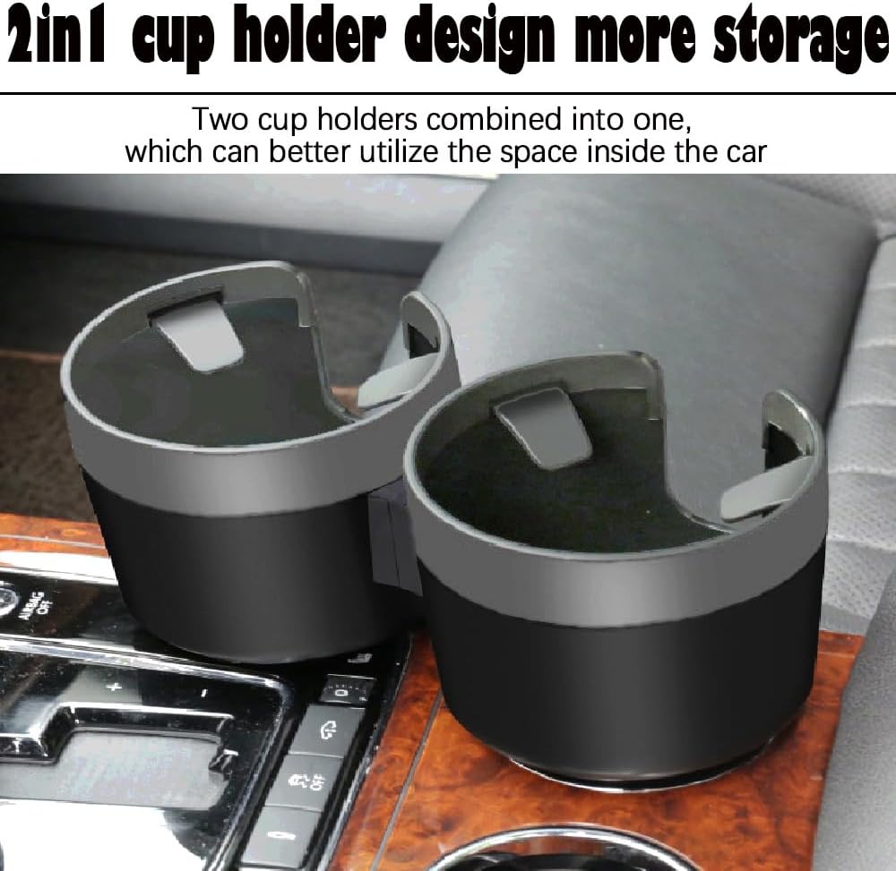 Cup Holder Expander for Car, 2 in 1 Cup Holder Phone Mount with Adjustable Base, Car Cupholder Insert for Yeti Hydro Flasks Ramblers 16-40oz Cup Large Bottles Drink Mugs