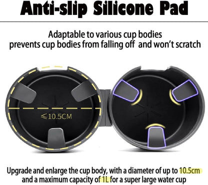Cup Holder Expander for Car, 2 in 1 Cup Holder Phone Mount with Adjustable Base, Car Cupholder Insert for Yeti Hydro Flasks Ramblers 16-40oz Cup Large Bottles Drink Mugs