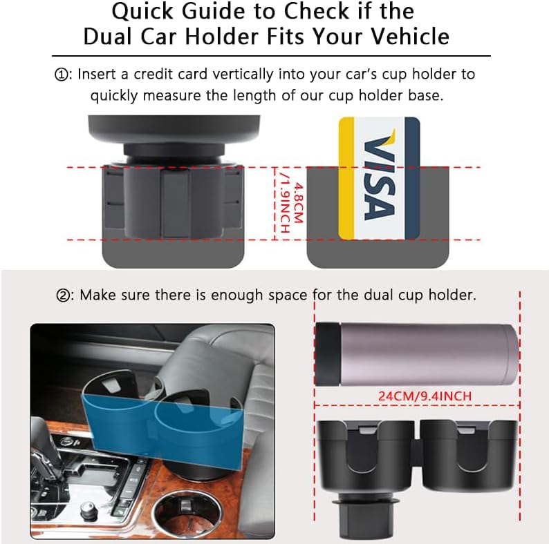 Cup Holder Expander for Car, 2 in 1 Cup Holder Phone Mount with Adjustable Base, Car Cupholder Insert for Yeti Hydro Flasks Ramblers 16-40oz Cup Large Bottles Drink Mugs