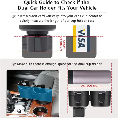 Cup Holder Expander for Car, 2 in 1 Cup Holder Phone Mount with Adjustable Base, Car Cupholder Insert for Yeti Hydro Flasks Ramblers 16-40oz Cup Large Bottles Drink Mugs