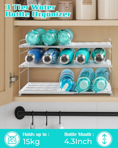 3-Tier Expandable Water Bottle Organizer Holder for 12-40oz Tumblers