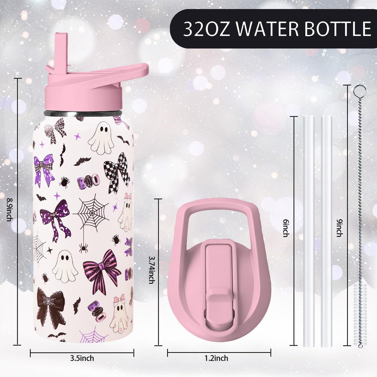 32 oz Pickleball Insulated Water Bottle with Straw - Pickleball Gym Hiking Sports Coffee Mug | Perfect Pickleball Gifts for Women, Pickleball Decor Accessories - Colors A