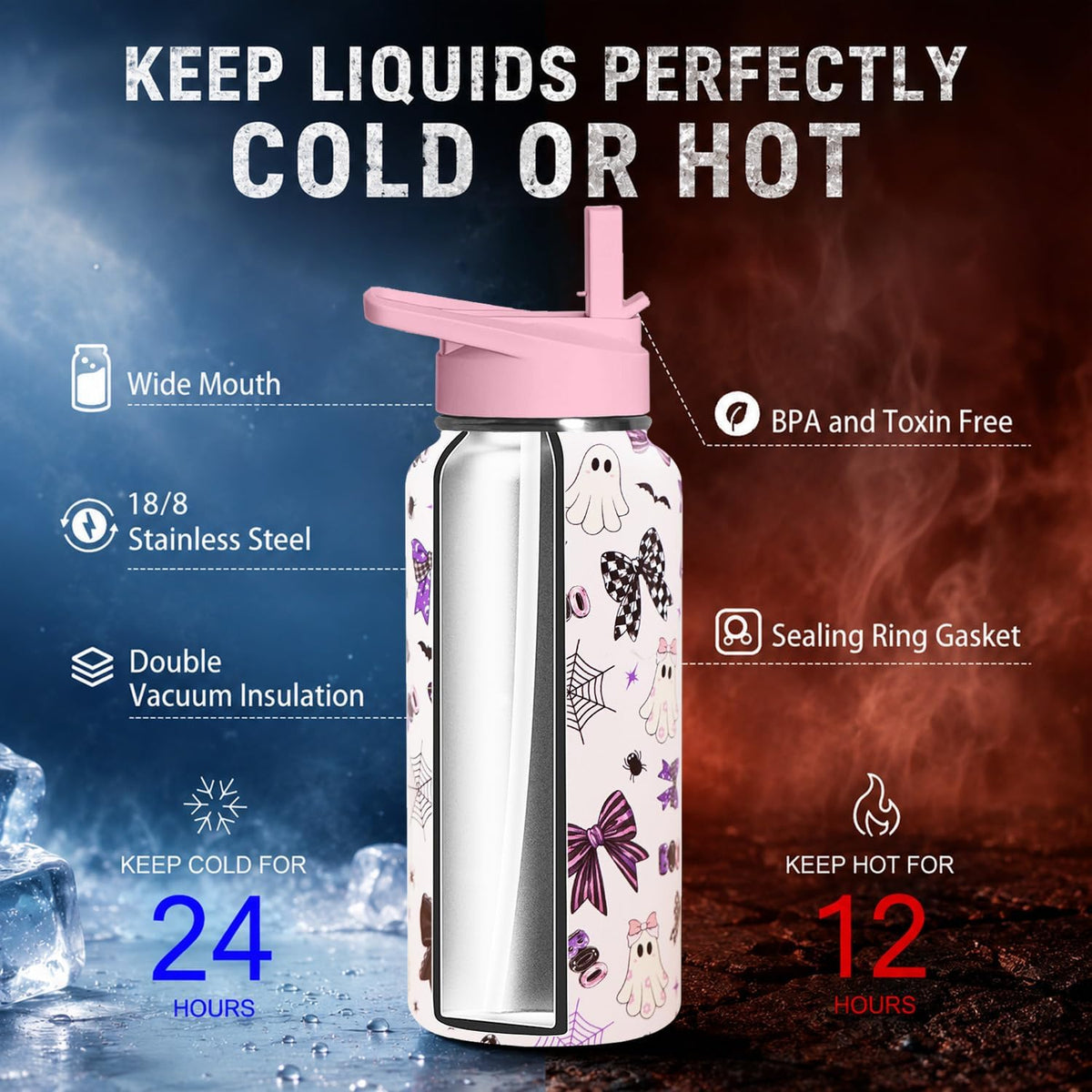 32 oz Pickleball Insulated Water Bottle with Straw - Pickleball Gym Hiking Sports Coffee Mug | Perfect Pickleball Gifts for Women, Pickleball Decor Accessories - Colors A