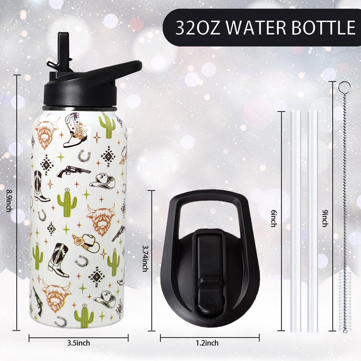 32 oz Pickleball Insulated Water Bottle with Straw - Pickleball Gym Hiking Sports Coffee Mug | Perfect Pickleball Gifts for Women, Pickleball Decor Accessories - Colors A
