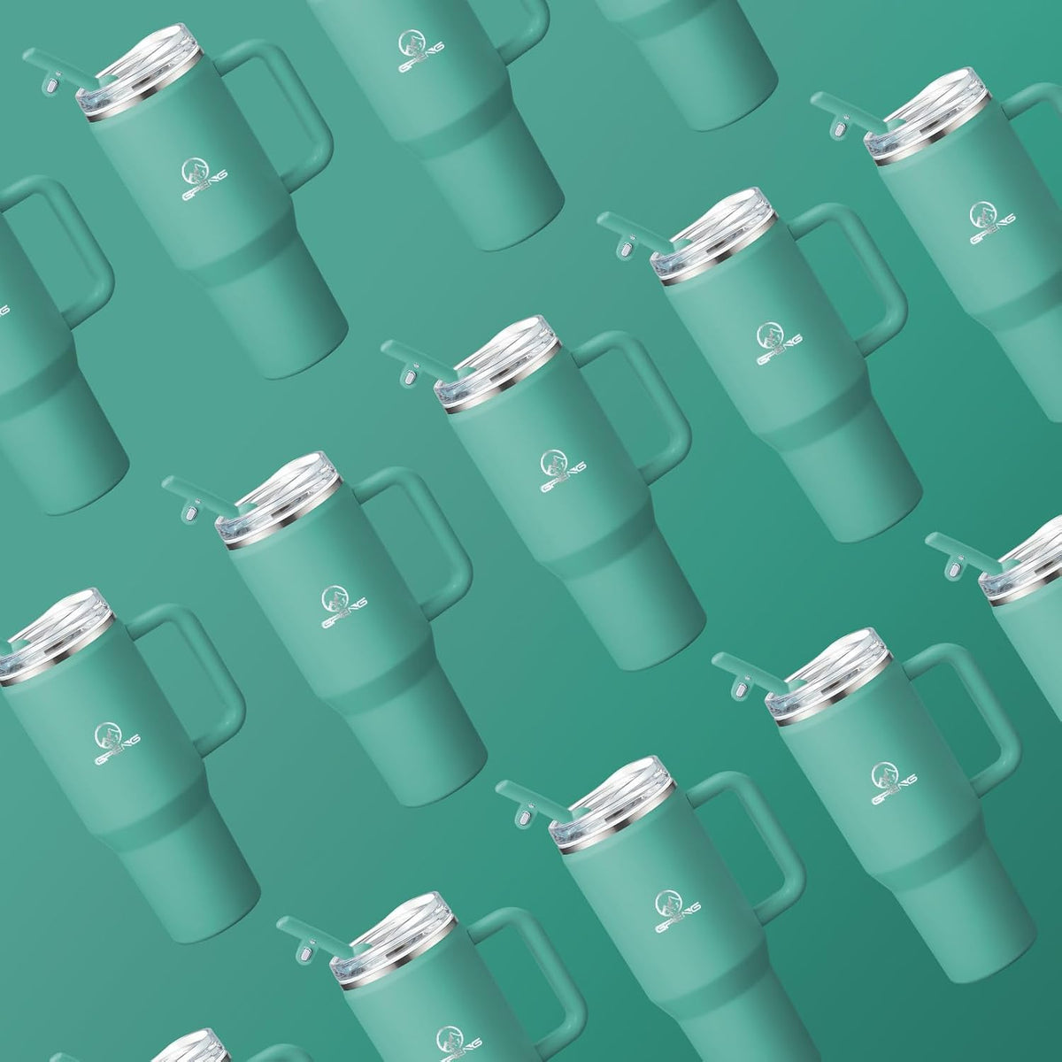30/40/50 oz Tumbler with Handle, Water Bottles with Straw Lid, Insulated Stainless Steel Travel Mug Cup Holder Friendly, Keep Drinks Cold or Hot for Hours (Aqua, 40 oz)