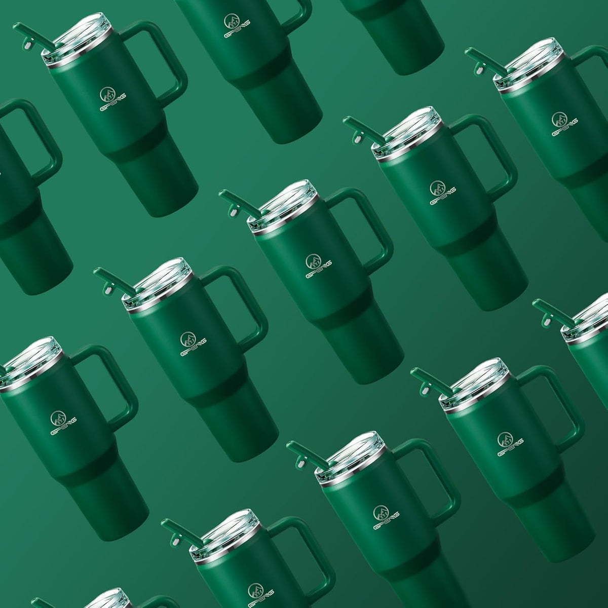30/40/50 oz Tumbler with Handle, Water Bottles with Straw Lid, Insulated Stainless Steel Travel Mug Cup Holder Friendly, Keep Drinks Cold or Hot for Hours (Aqua, 40 oz)