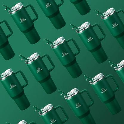 30/40/50 oz Tumbler with Handle, Water Bottles with Straw Lid, Insulated Stainless Steel Travel Mug Cup Holder Friendly, Keep Drinks Cold or Hot for Hours (Aqua, 40 oz)