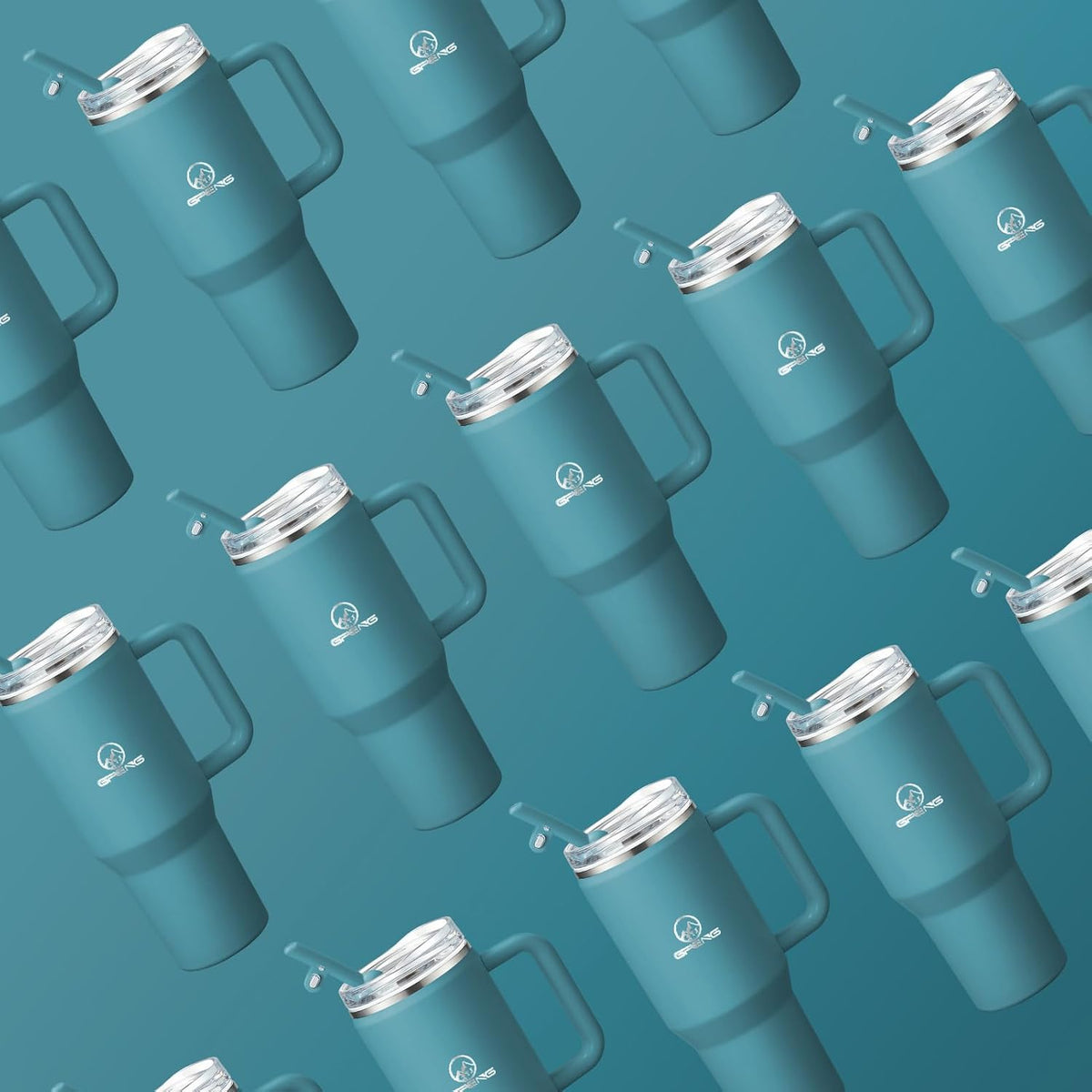 30/40/50 oz Tumbler with Handle, Water Bottles with Straw Lid, Insulated Stainless Steel Travel Mug Cup Holder Friendly, Keep Drinks Cold or Hot for Hours (Aqua, 40 oz)
