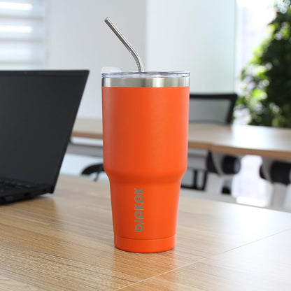 30 oz Tumbler with Lid and Straw, Insulated Stainless Steel Cup | Double Wall Vacuum, BPA Free, Leak Proof, Keeps Hot/Cold, Travel & Beach Ready, Car Holder Fit, Brick Red - Colors A