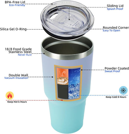 30 oz Tumbler with Lid and Straw, Insulated Stainless Steel Cup | Double Wall Vacuum, BPA Free, Leak Proof, Keeps Hot/Cold, Travel & Beach Ready, Car Holder Fit, Brick Red - Colors A