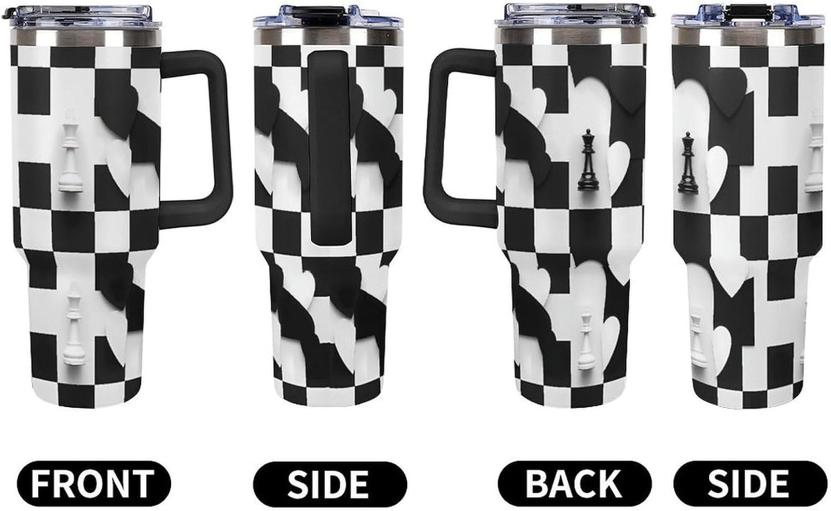 Leakproof Tumbler Vacuum Sealed Car Holder Friendly For Travel Simple Minimalist White Poppy Flower Pattern Coffee Mug Light Rose Red-style-27 - Colors E