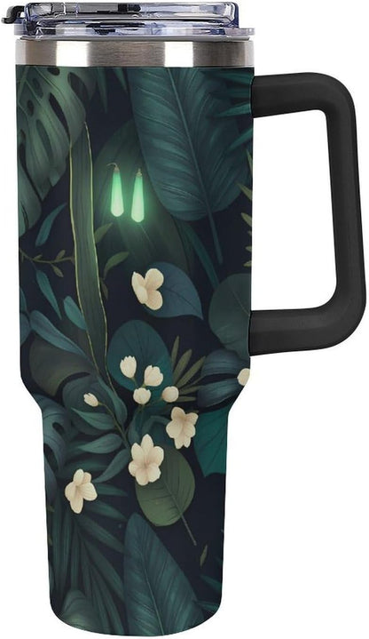 Leakproof Tumbler Vacuum Sealed Car Holder Friendly For Travel Simple Minimalist White Poppy Flower Pattern Coffee Mug Light Rose Red-style-27 - Colors E