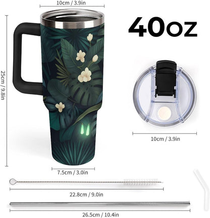 Leakproof Tumbler Vacuum Sealed Car Holder Friendly For Travel Simple Minimalist White Poppy Flower Pattern Coffee Mug Light Rose Red-style-27 - Colors E