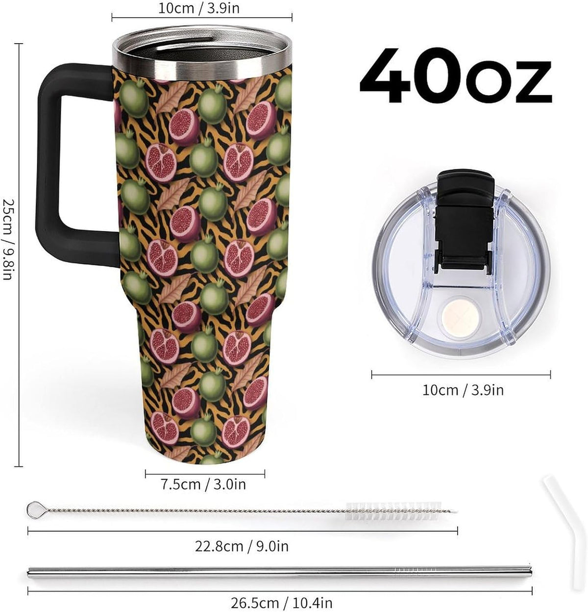 Leakproof Tumbler Vacuum Sealed Car Holder Friendly For Travel Simple Minimalist White Poppy Flower Pattern Coffee Mug Light Rose Red-style-27 - Colors E