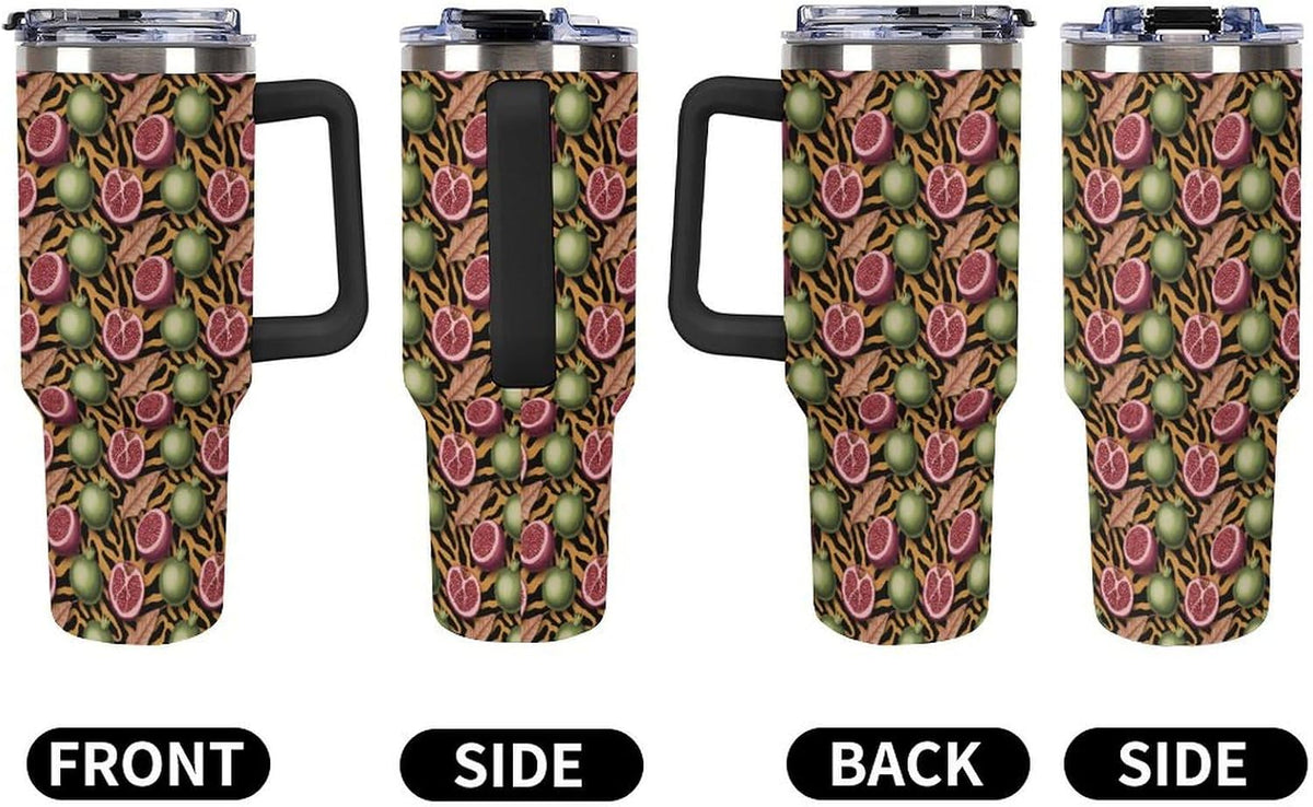 Leakproof Tumbler Vacuum Sealed Car Holder Friendly For Travel Simple Minimalist White Poppy Flower Pattern Coffee Mug Light Rose Red-style-27 - Colors E