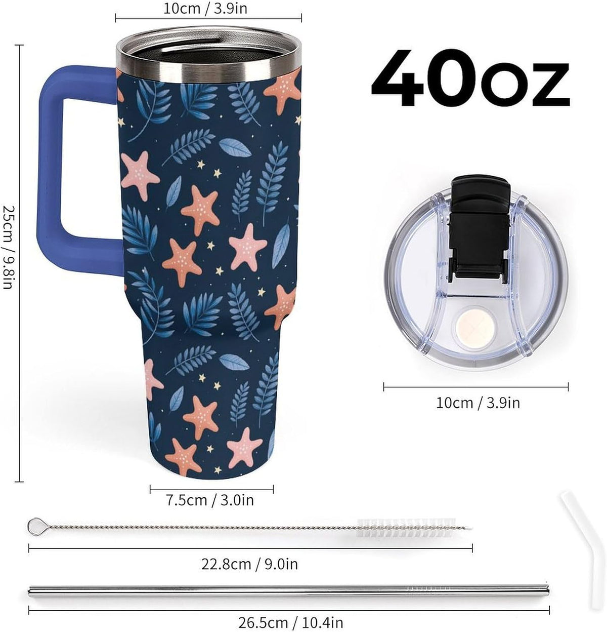 Leakproof Tumbler Vacuum Sealed Car Holder Friendly For Travel Simple Minimalist White Poppy Flower Pattern Coffee Mug Light Rose Red-style-27 - Colors E