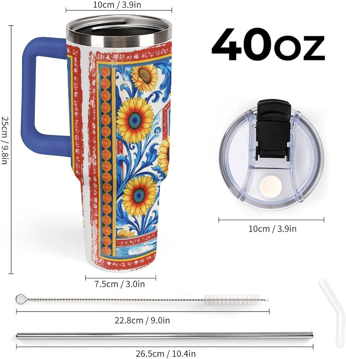 Leakproof Tumbler Vacuum Sealed Car Holder Friendly For Travel Simple Minimalist White Poppy Flower Pattern Coffee Mug Light Rose Red-style-27 - Colors E