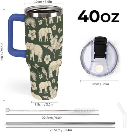 Leakproof Tumbler Vacuum Sealed Car Holder Friendly For Travel Simple Minimalist White Poppy Flower Pattern Coffee Mug Light Rose Red-style-27 - Colors E