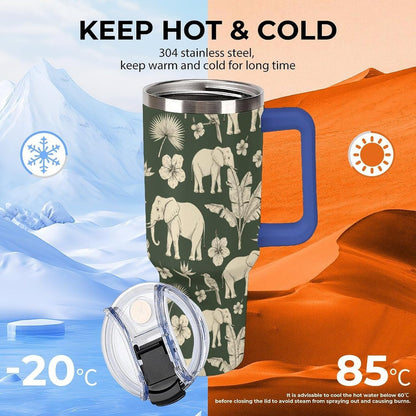 Leakproof Tumbler Vacuum Sealed Car Holder Friendly For Travel Simple Minimalist White Poppy Flower Pattern Coffee Mug Light Rose Red-style-27 - Colors E