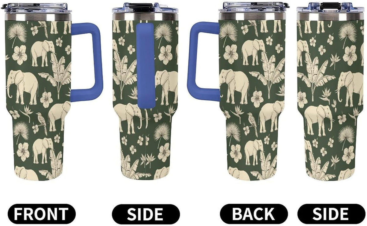 Leakproof Tumbler Vacuum Sealed Car Holder Friendly For Travel Simple Minimalist White Poppy Flower Pattern Coffee Mug Light Rose Red-style-27 - Colors E