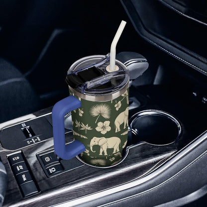 Leakproof Tumbler Vacuum Sealed Car Holder Friendly For Travel Simple Minimalist White Poppy Flower Pattern Coffee Mug Light Rose Red-style-27 - Colors E