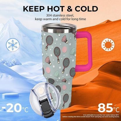 Leakproof Tumbler Vacuum Sealed Car Holder Friendly For Travel Simple Minimalist White Poppy Flower Pattern Coffee Mug Light Rose Red-style-27 - Colors E