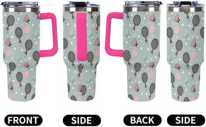 Leakproof Tumbler Vacuum Sealed Car Holder Friendly For Travel Simple Minimalist White Poppy Flower Pattern Coffee Mug Light Rose Red-style-27 - Colors E