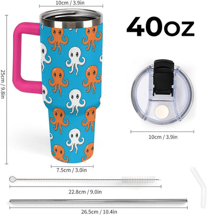 Leakproof Tumbler Vacuum Sealed Car Holder Friendly For Travel Simple Minimalist White Poppy Flower Pattern Coffee Mug Light Rose Red-style-27 - Colors E