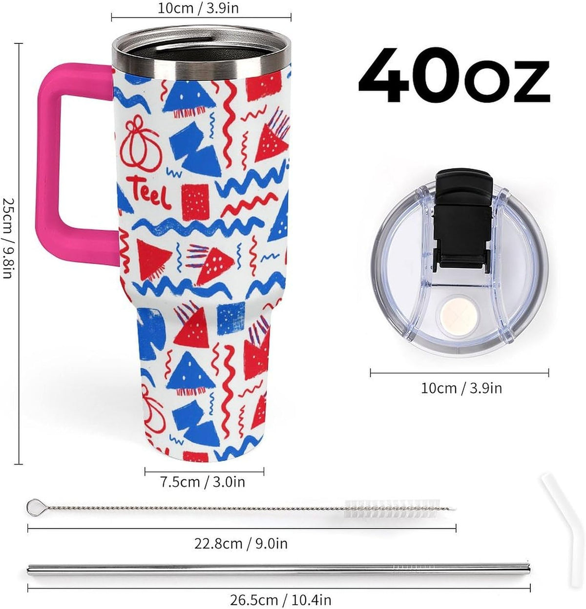 Leakproof Tumbler Vacuum Sealed Car Holder Friendly For Travel Simple Minimalist White Poppy Flower Pattern Coffee Mug Light Rose Red-style-27 - Colors E