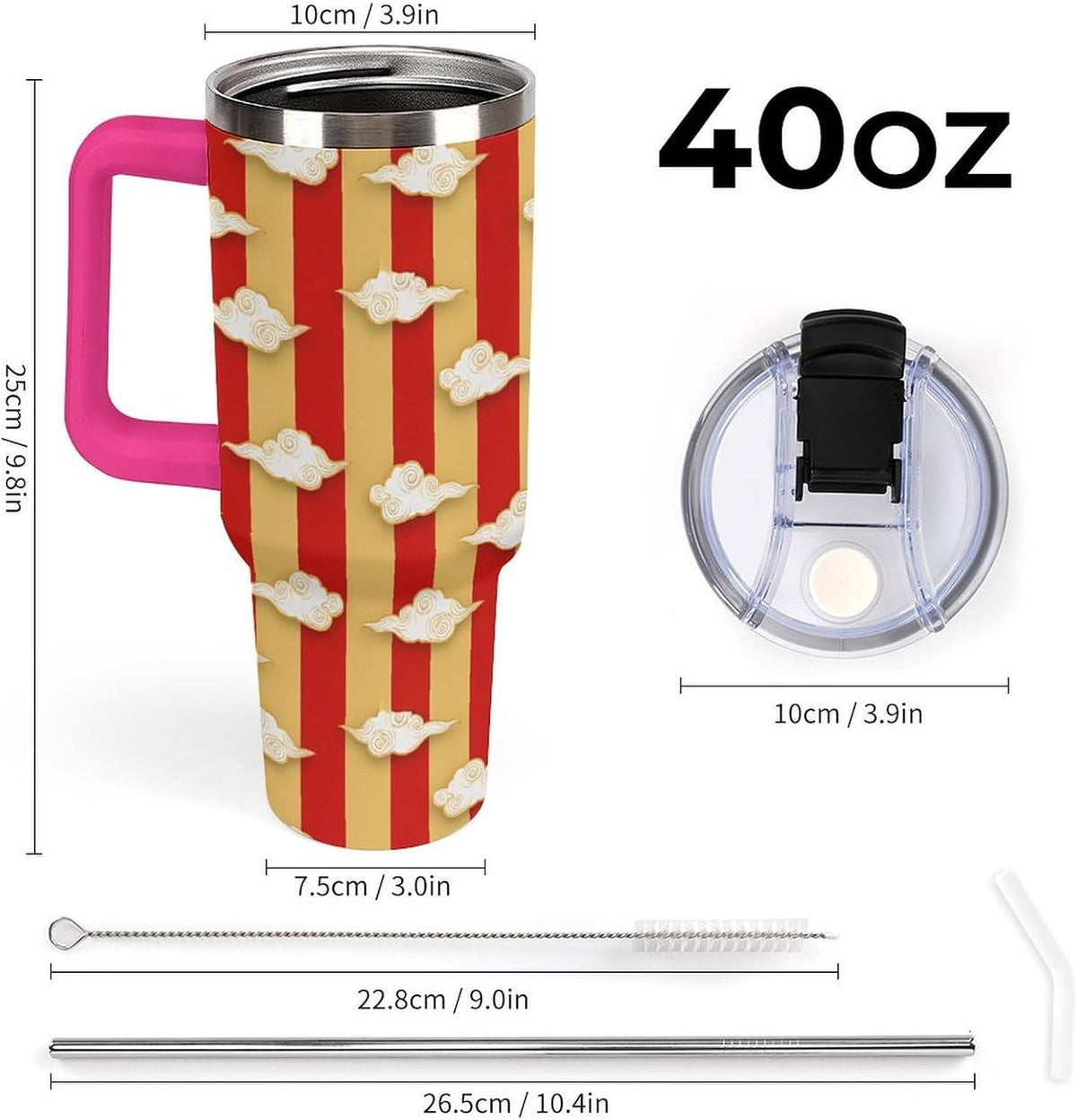 Leakproof Tumbler Vacuum Sealed Car Holder Friendly For Travel Simple Minimalist White Poppy Flower Pattern Coffee Mug Light Rose Red-style-27 - Colors E
