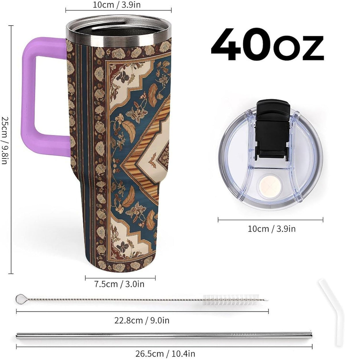 Leakproof Tumbler Vacuum Sealed Car Holder Friendly For Travel Simple Minimalist White Poppy Flower Pattern Coffee Mug Light Rose Red-style-27 - Colors E