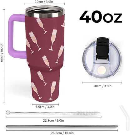 Leakproof Tumbler Vacuum Sealed Car Holder Friendly For Travel Simple Minimalist White Poppy Flower Pattern Coffee Mug Light Rose Red-style-27 - Colors E