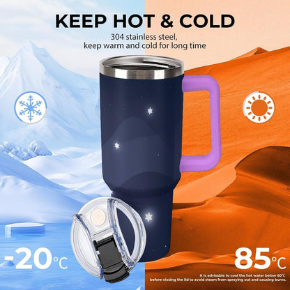 Leakproof Tumbler Vacuum Sealed Car Holder Friendly For Travel Simple Minimalist White Poppy Flower Pattern Coffee Mug Light Rose Red-style-27 - Colors E