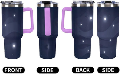 Leakproof Tumbler Vacuum Sealed Car Holder Friendly For Travel Simple Minimalist White Poppy Flower Pattern Coffee Mug Light Rose Red-style-27 - Colors E