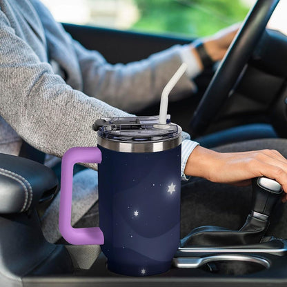 Leakproof Tumbler Vacuum Sealed Car Holder Friendly For Travel Simple Minimalist White Poppy Flower Pattern Coffee Mug Light Rose Red-style-27 - Colors E