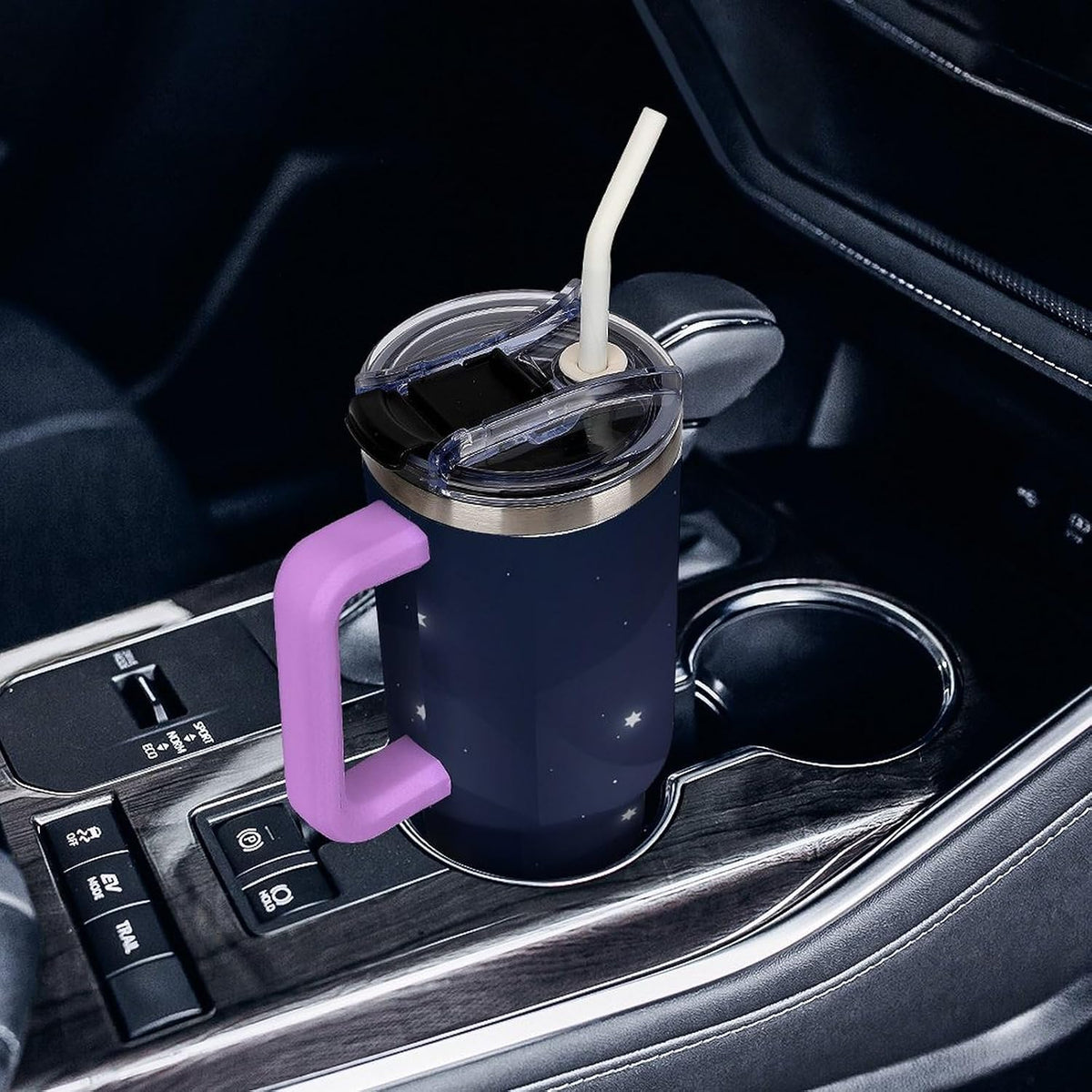 Leakproof Tumbler Vacuum Sealed Car Holder Friendly For Travel Simple Minimalist White Poppy Flower Pattern Coffee Mug Light Rose Red-style-27 - Colors E