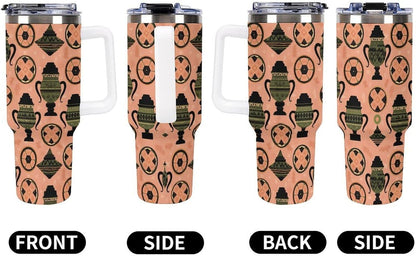 Leakproof Tumbler Vacuum Sealed Car Holder Friendly For Travel Simple Minimalist White Poppy Flower Pattern Coffee Mug Light Rose Red-style-27 - Colors E
