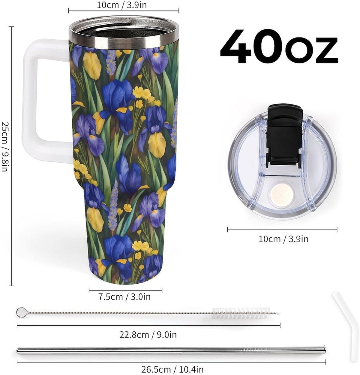 Leakproof Tumbler Vacuum Sealed Car Holder Friendly For Travel Simple Minimalist White Poppy Flower Pattern Coffee Mug Light Rose Red-style-27 - Colors E
