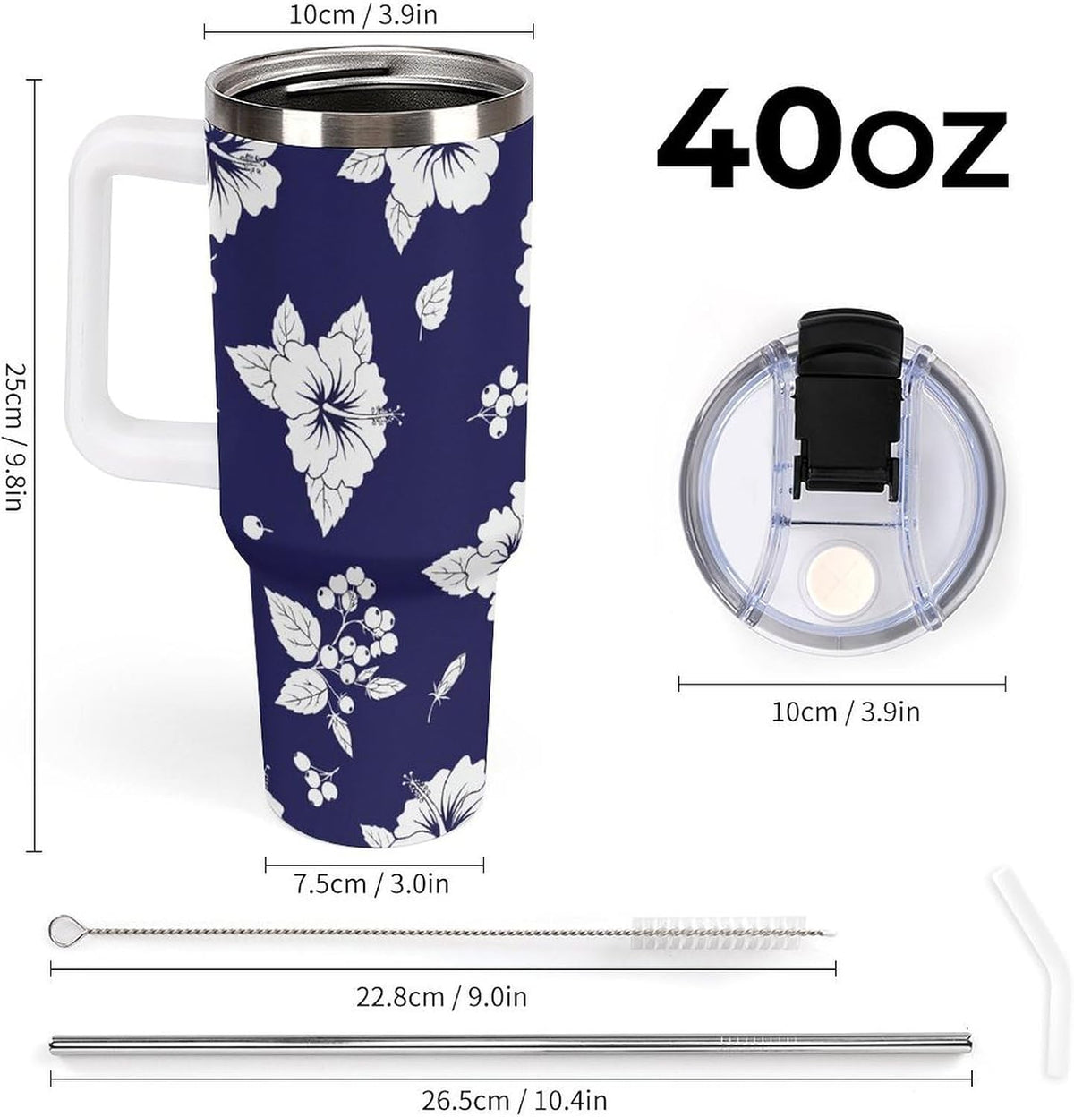 Leakproof Tumbler Vacuum Sealed Car Holder Friendly For Travel Simple Minimalist White Poppy Flower Pattern Coffee Mug Light Rose Red-style-27 - Colors E