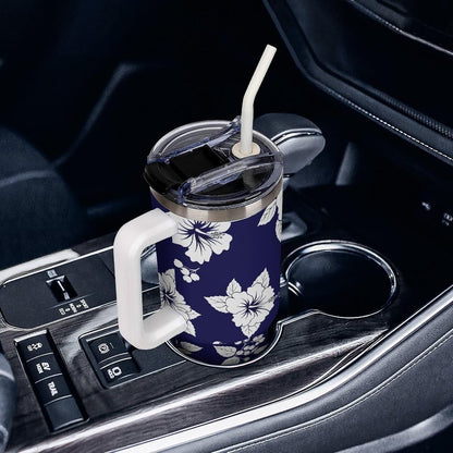 Leakproof Tumbler Vacuum Sealed Car Holder Friendly For Travel Simple Minimalist White Poppy Flower Pattern Coffee Mug Light Rose Red-style-27 - Colors E