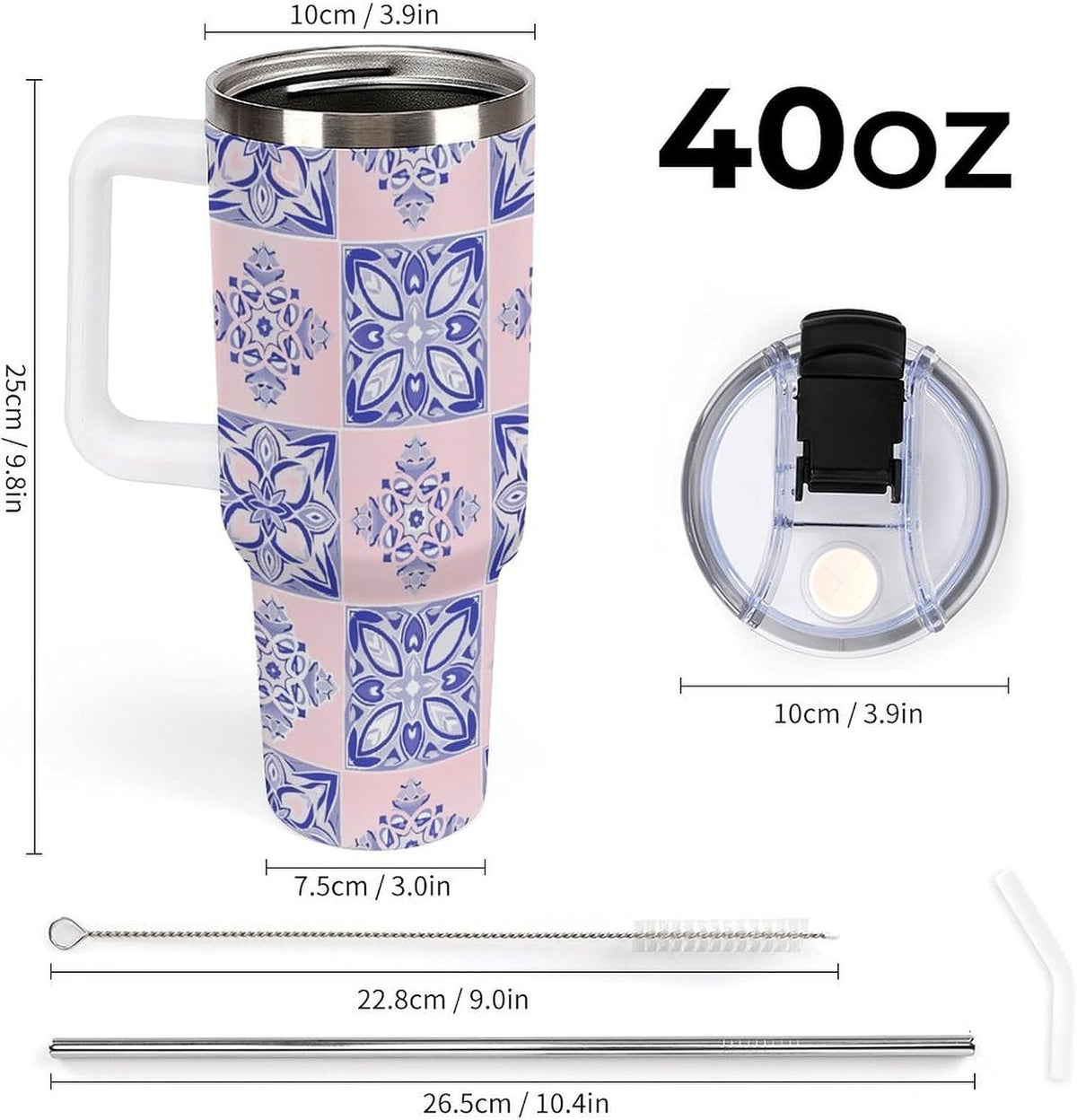 Leakproof Tumbler Vacuum Sealed Car Holder Friendly For Travel Simple Minimalist White Poppy Flower Pattern Coffee Mug Light Rose Red-style-27 - Colors E