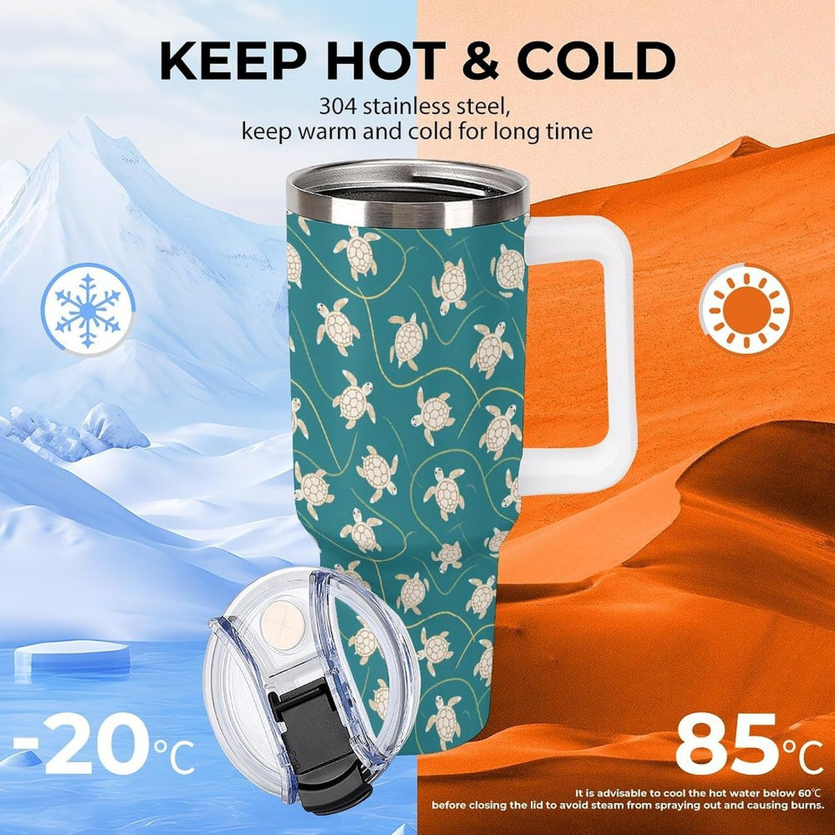Leakproof Tumbler Vacuum Sealed Car Holder Friendly For Travel Simple Minimalist White Poppy Flower Pattern Coffee Mug Light Rose Red-style-27 - Colors E