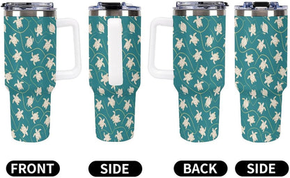 Leakproof Tumbler Vacuum Sealed Car Holder Friendly For Travel Simple Minimalist White Poppy Flower Pattern Coffee Mug Light Rose Red-style-27 - Colors E