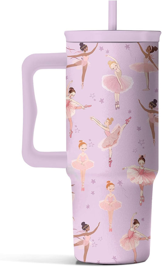 Elephant Tumbler 40oz with Handle and Straw - Funny White Elephant Gifts for Women Men, Office Christmas Gift for Coworkers, Insulated Travel Mug, Cute Elephant Cup