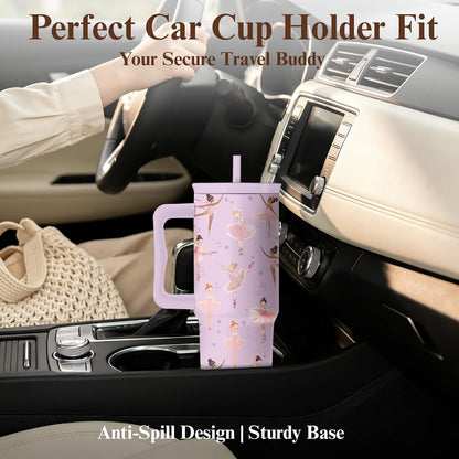 Elephant Tumbler 40oz with Handle and Straw - Funny White Elephant Gifts for Women Men, Office Christmas Gift for Coworkers, Insulated Travel Mug, Cute Elephant Cup