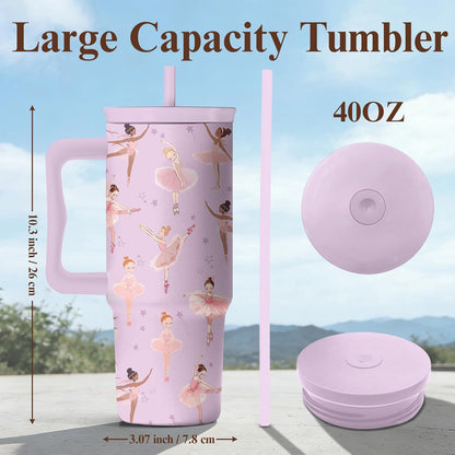Elephant Tumbler 40oz with Handle and Straw - Funny White Elephant Gifts for Women Men, Office Christmas Gift for Coworkers, Insulated Travel Mug, Cute Elephant Cup