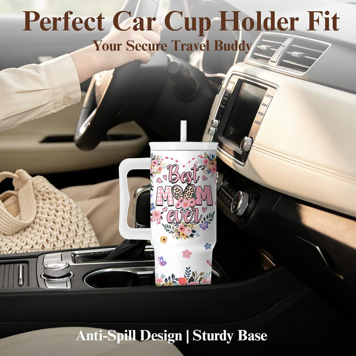 Elephant Tumbler 40oz with Handle and Straw - Funny White Elephant Gifts for Women Men, Office Christmas Gift for Coworkers, Insulated Travel Mug, Cute Elephant Cup