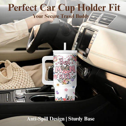 Elephant Tumbler 40oz with Handle and Straw - Funny White Elephant Gifts for Women Men, Office Christmas Gift for Coworkers, Insulated Travel Mug, Cute Elephant Cup