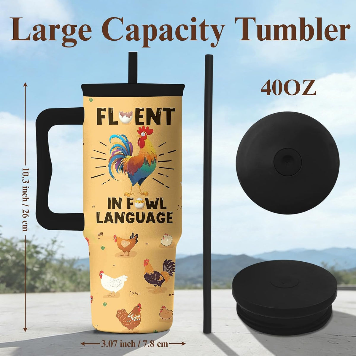 Elephant Tumbler 40oz with Handle and Straw - Funny White Elephant Gifts for Women Men, Office Christmas Gift for Coworkers, Insulated Travel Mug, Cute Elephant Cup