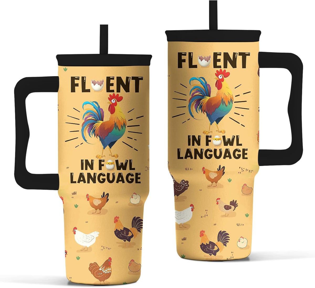 Elephant Tumbler 40oz with Handle and Straw - Funny White Elephant Gifts for Women Men, Office Christmas Gift for Coworkers, Insulated Travel Mug, Cute Elephant Cup
